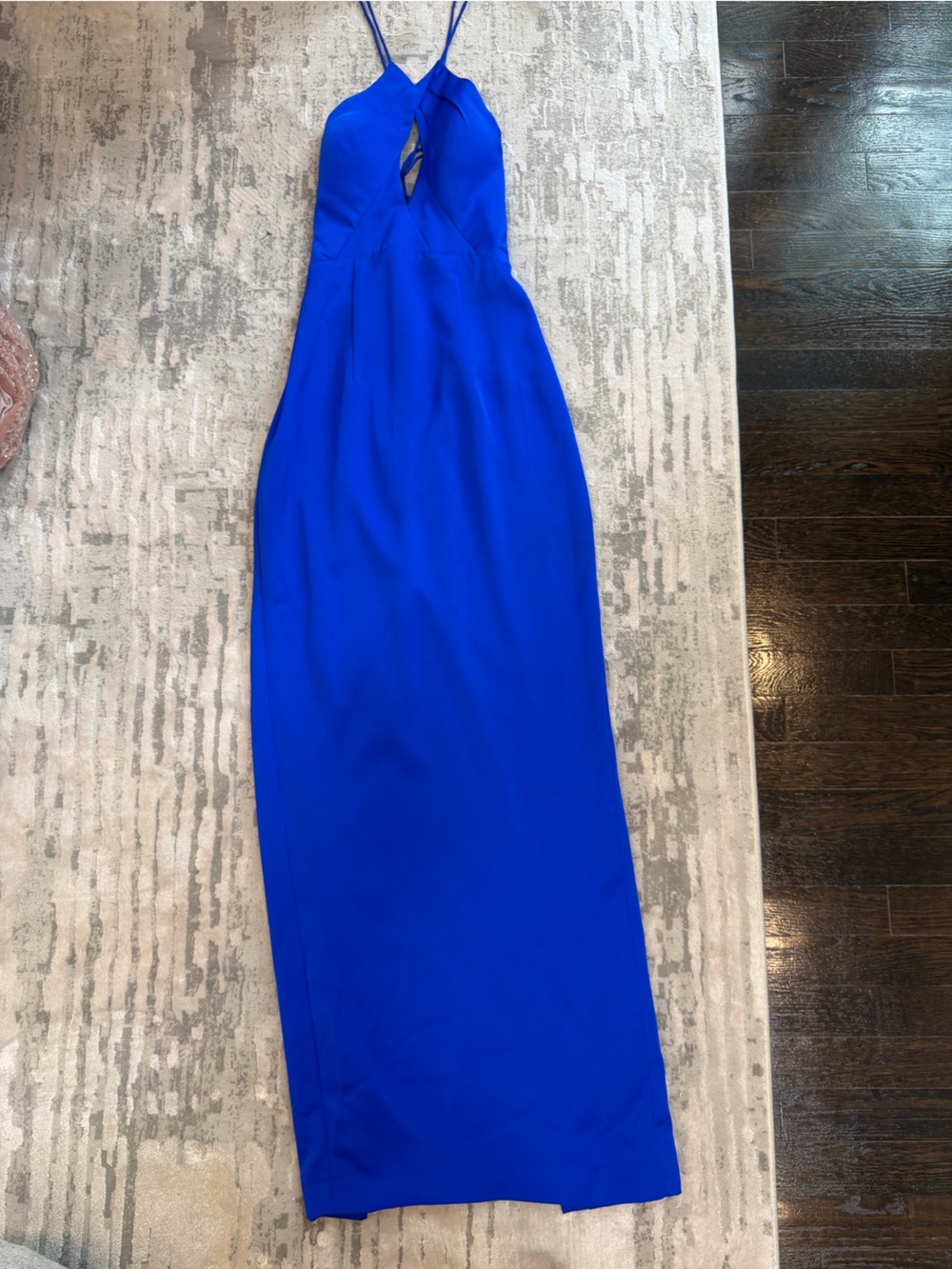 Backless Spaghetti-Strap Maxi Dress in Cobalt Blue